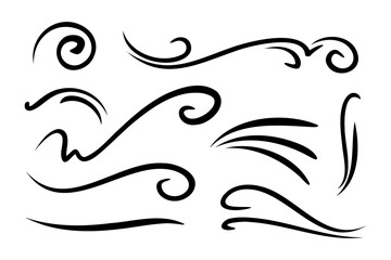 Collection of hand-drawn flourishes and decorative lines