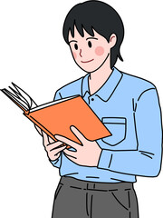 woman reading a book standing up