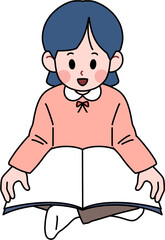 child sitting and reading a book