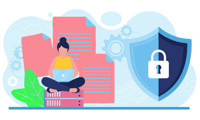 Secure Data Management: Cybersecurity and Digital Privacy Illustration