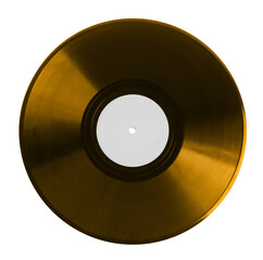 Color vinyl record on white background, top view