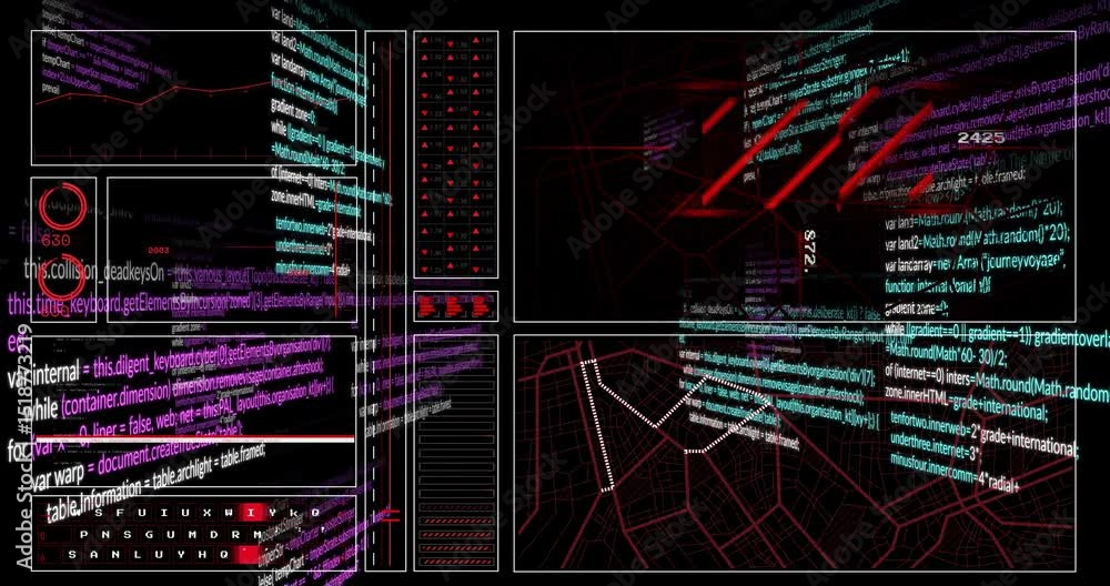 Poster code fragments aligning console activating beams sweeping map and filling gauges visualizing data
