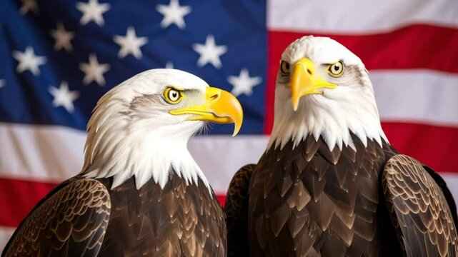 Bald eagles american flag