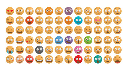 Emotional face emoji icons set
