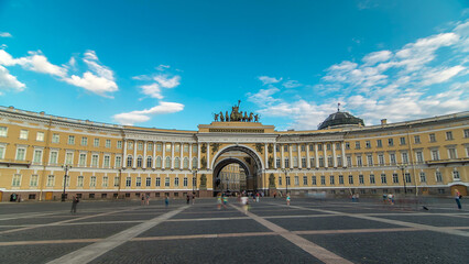The General Staff building timelapse hyperlapse - a historic building, is located on the Palace...