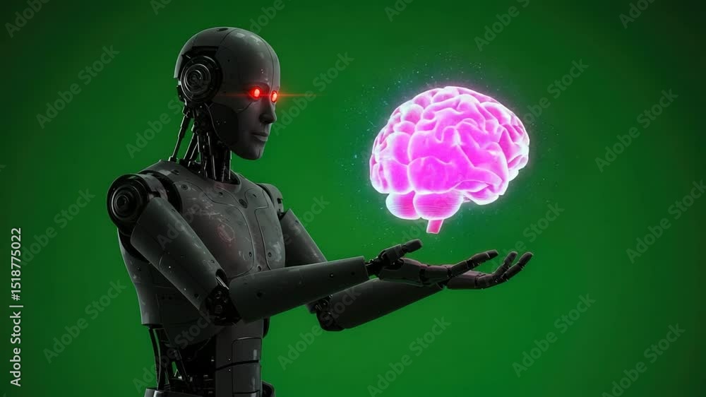 Poster robot and brain: artificial intelligence concept