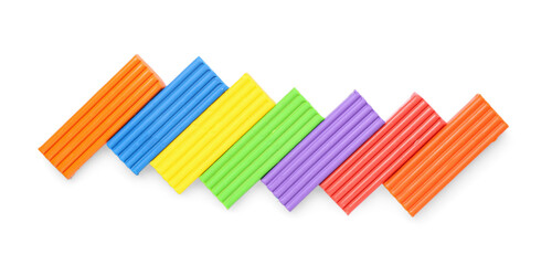 Fototapeta premium Many colorful plasticine on white background