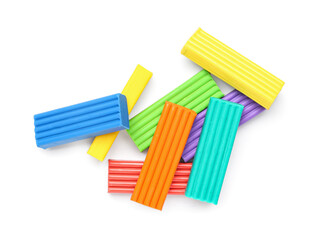 Heap of colorful plasticine on white background