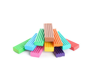 Heap of colorful plasticine on white background