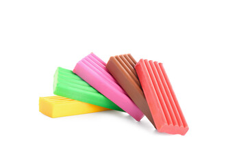 Colorful plasticine on white background