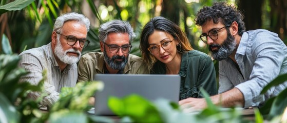 Diverse Group Collaborating Outdoors
