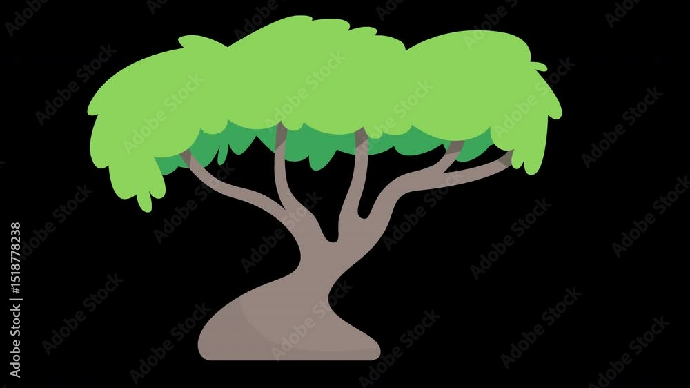 Aufkleber animated tree asset with lush canopy perfect for illustration or game design on a transparent backgr