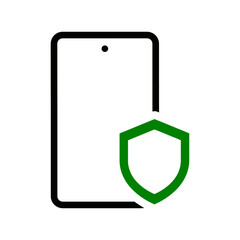 Mobile Phone with Green Shield Symbolizing Secure Data Protection