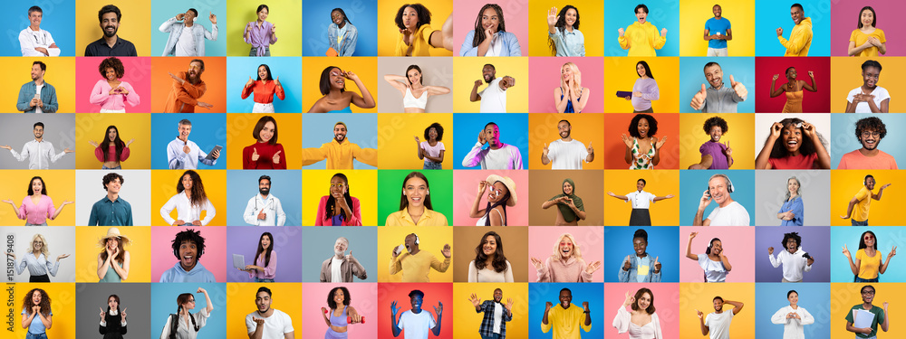 Poster this collage features a diverse group of individuals, highlighting their unique expressions and gest