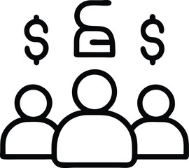 Budget Icon in Minimalist Silhouette Style with Dollar Symbol for Finance, Accounting, Expense Tracking, and Business Planning on White Background