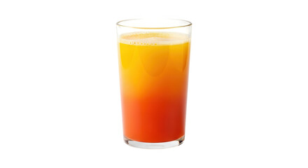 Glass of layered orange and red drink on a black background
