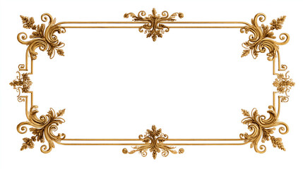 Luxurious Ornate Gold Frame Design: Elegant Vintage Border with Baroque Swirls and Floral Ornamentation - Perfect for Website Template, Wedding Invitation or Antique Presentation