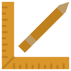 Right Angle Ruler Flat Icon, Flat Design Style Icon Symbol