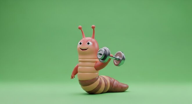Snail with Tiny Dumbbells - 3D Cartoon Style