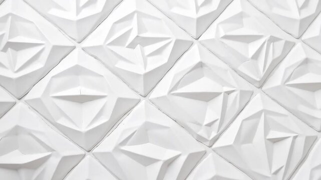 Elegant White Geometric Texture Background featuring intricate three dimensional diamond and triangular shapes ideal for modern design projects