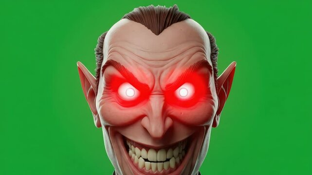 Evil Character Design: 3D Render of a Malevolent Figure with Glowing Red Eyes