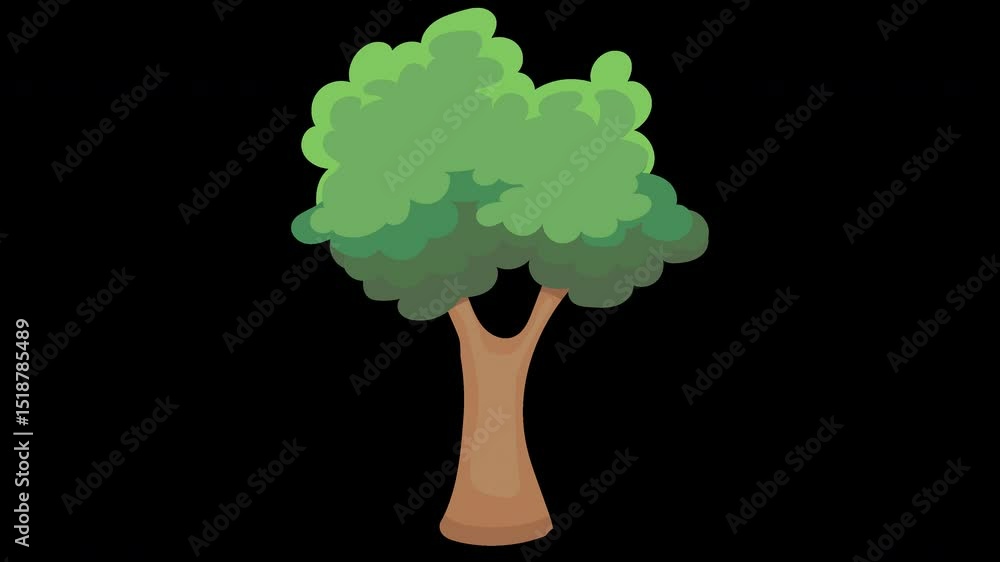 Aufkleber whimsical isolated animated tree design with lush green canopy animation on a transparent background