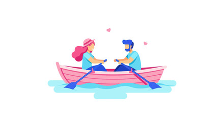 Love's Voyage: A couple shares a tender moment in a charming rowing boat, their hearts entwined in a scene of pure romance and affection.