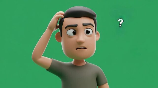 Confused Cartoon Man 3D Render