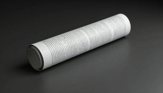 Rolled Digital Text Scroll On Dark Gray Surface Displaying Historical And Technological Convergence Highlighting Textures And Shadows