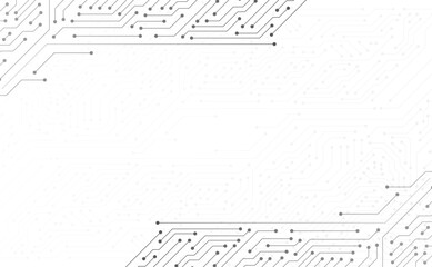 Abstract digital white background with technology circuit board texture.  Cpu microchip, computer motherboard, ai processor and digital microchip semiconductor concept
