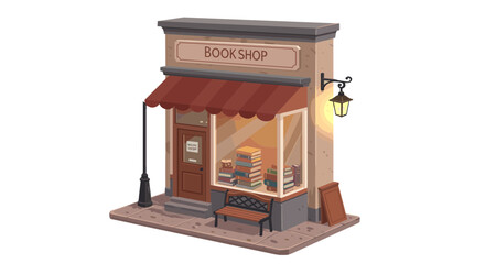 Bookshop building shop storefront books bench exterior