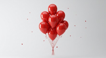 Red Balloons Floating on a White Background