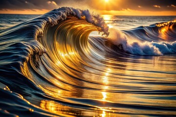 Golden Hour Ocean Wave A Majestic Sunrise Seascape