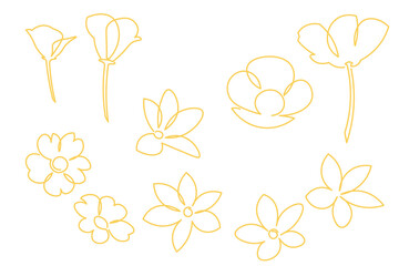 set of vector flowers, a set of abstract flower vectors with line style, flower with simple vector illustration