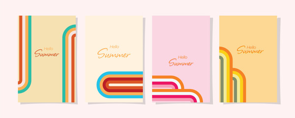 abstract background with colorful stripes, A set of abstract designs of summer backgrounds in stripes style, backgrounds with a summer theme