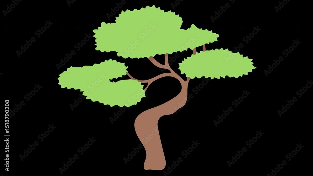 Poster stylized vector tree illustration with playful and flowing branches art work on a transparent backgr
