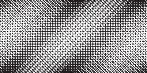 Abstract grunge grid polka dot halftone background pattern. Spotted black and white line illustration