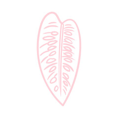 Hand-drawn illustration of a tropical leaf, a minimalist lineart drawing of a tropical leaf