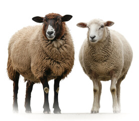 Detailed Sheep Pair on White Background