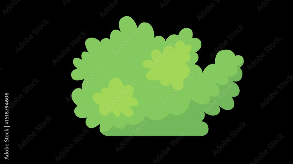 Poster animated green bush isolated on a transparent background for digital compositing