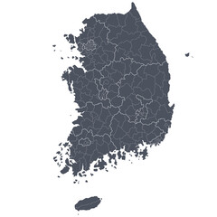 Map of  South Korea. republic of korea.