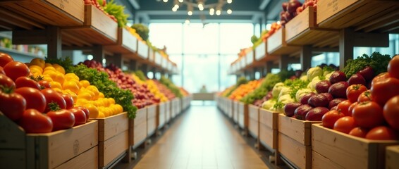 Fruits and Vegetables on The Shelves in The Supermarket.