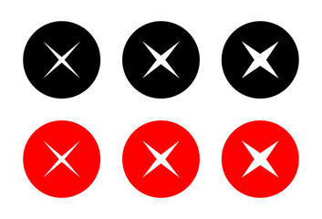 X mark, cross icon set on black circle. Wrong, error, close sign symbol