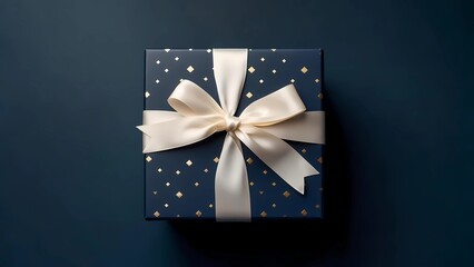Elegant Gift Box Wrapped with Ribbon on a Dark Background