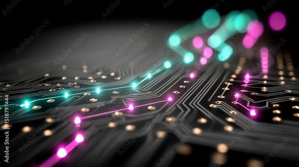 Poster futuristic circuit board abstract technology background with glowing lines