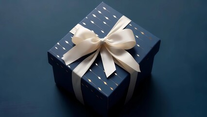 Elegant Gift Box Wrapped with Ribbon on a Dark Background