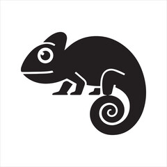 Chameleon Silhouette Icon – Cartoon Reptile Vector Illustration