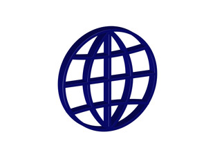 Simple 3D illustration of an internet globe icon