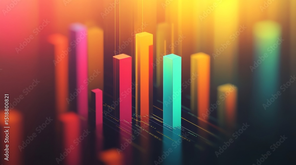 Aufkleber abstract bar chart with colorful bars rising, set against a gradient background, business concept
