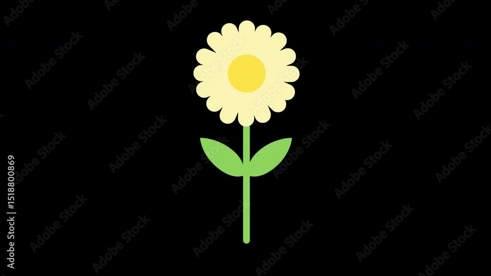 Poster animated daisy bloom: a gentle flower animation for nature and spring vibes on a transparent backgro